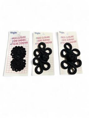 Black Frog Closure Set - Decorative Button Fasteners